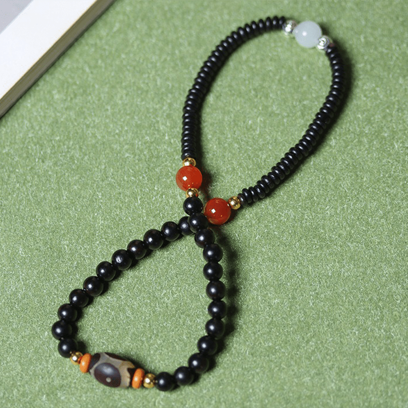 Black Sandalwood & Agate Double Circle Bracelet - Buddha Nature