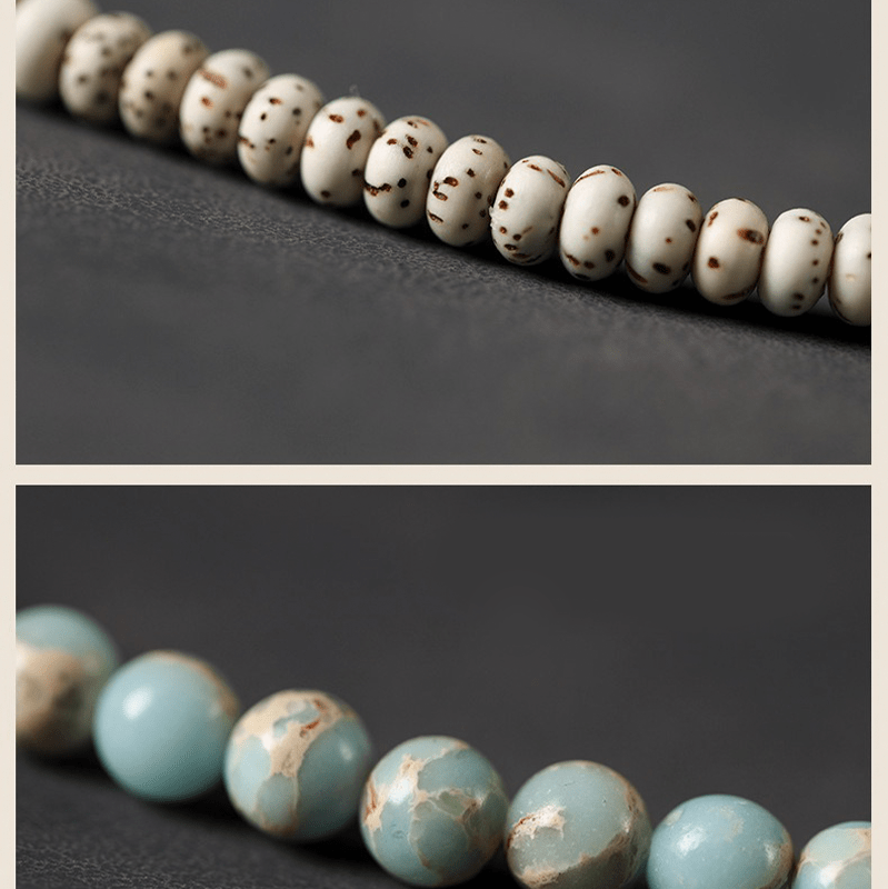 Bodhi & Natural Stone Double Circle Bracelet - Buddha Nature