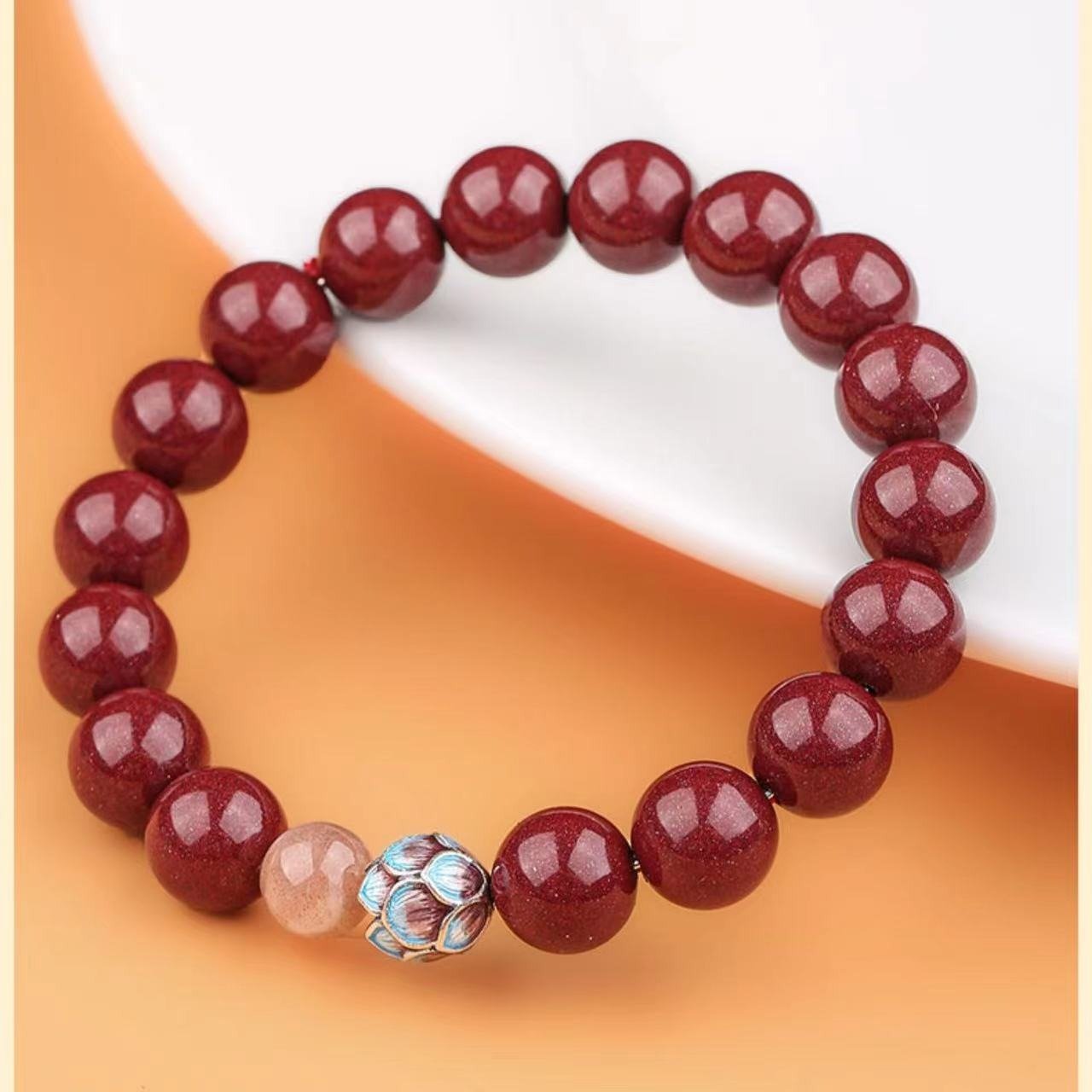 Cinnabar & Lotus Bracelet - Inner Peace & Protection - Buddha Nature