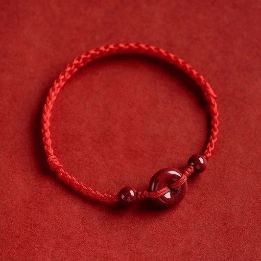 Cinnabar Peace Pendant Red String Bracelet - Buddha Nature