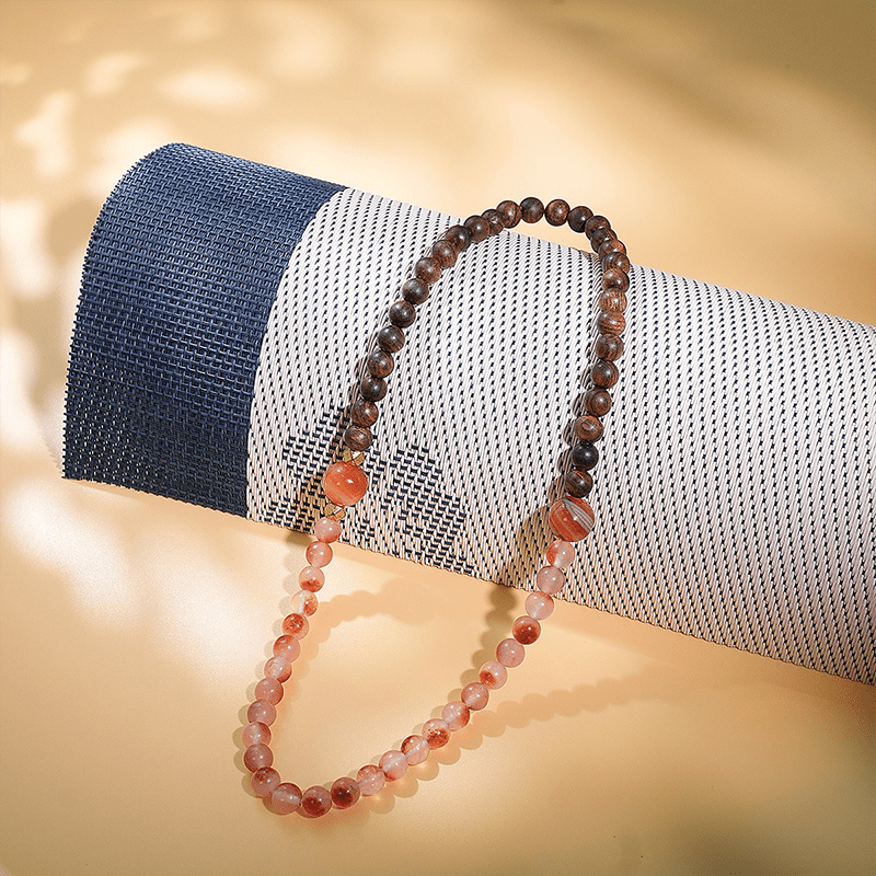 Double Circle Red Agate Flower Bracelet - Buddha Nature