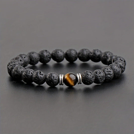 Gold Tiger Eyes Grounding Lava Stone Bracelets - Calming & Grounding - Buddha Nature