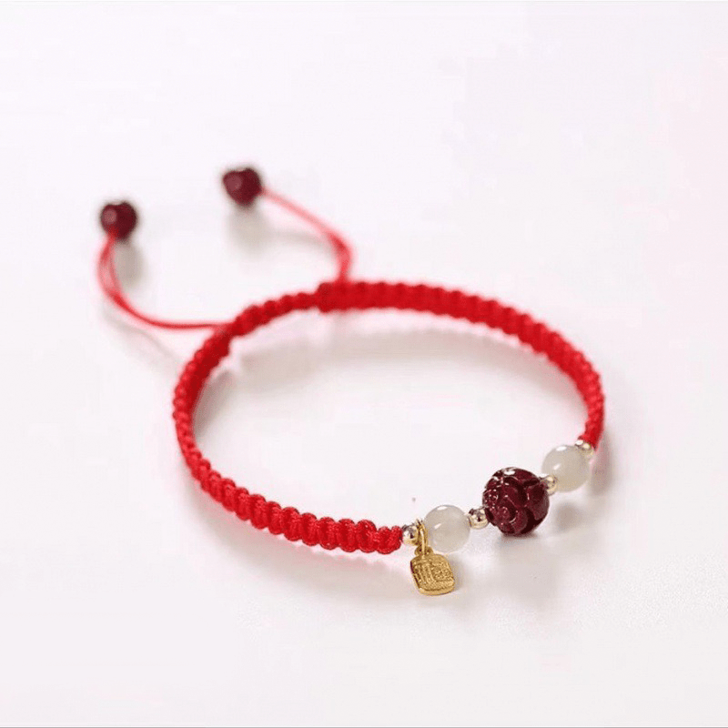 Lotus Cinnabar Lucky Charm Bracelet - Buddha Nature