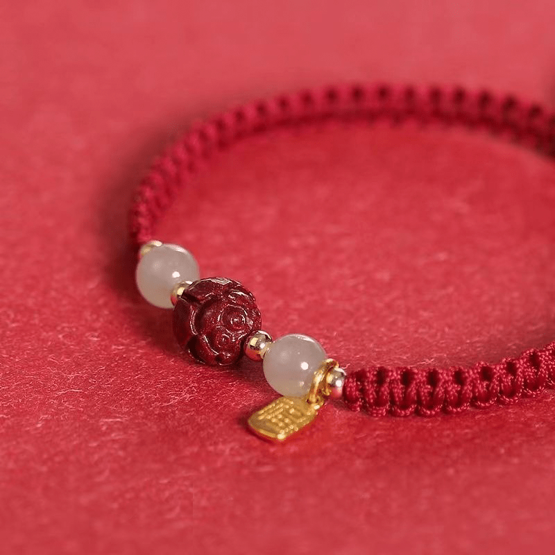 Lotus Cinnabar Lucky Charm Bracelet - Buddha Nature