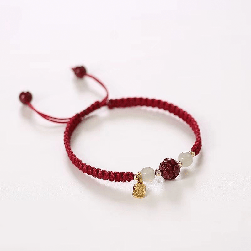 Lotus Cinnabar Lucky Charm Bracelet - Buddha Nature