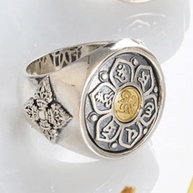 Lotus & Mani Mantra Ring - Compassion and Wisdom - Buddha Nature