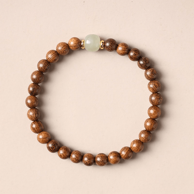 Natural Golden Sandalwood & Jade Bracelet - Buddha Nature