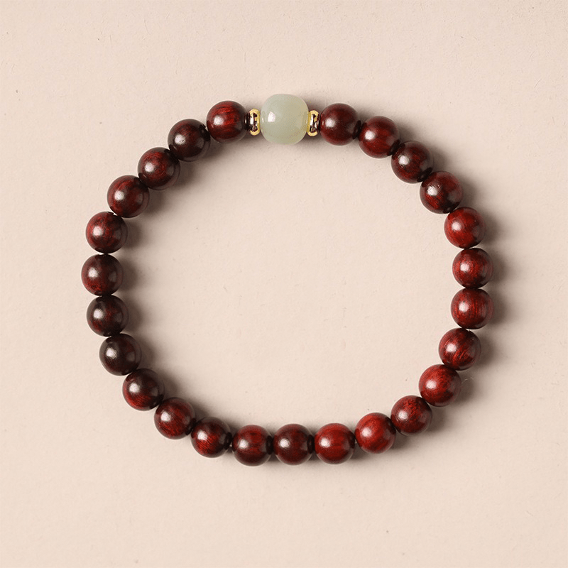 Natural Rosewood & Jade Bracelet - Buddha Nature