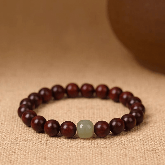 Natural Sandalwood & Jade Bracelet - Buddha Nature