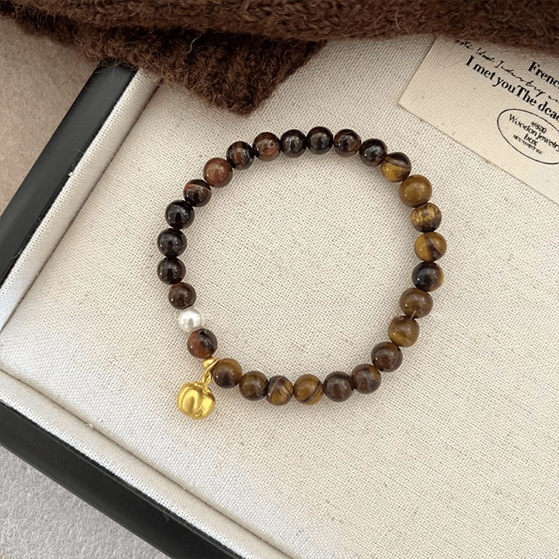 Natural Tiger's Eye Bracelet with Lucky Pendant - Buddha Nature