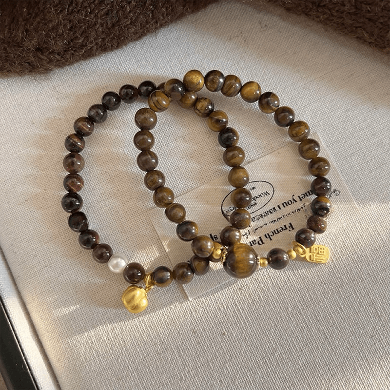 Natural Tiger's Eye Bracelet with Lucky Pendant - Buddha Nature