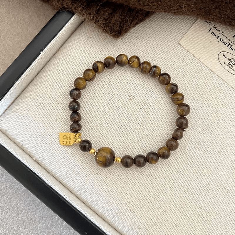 Natural Tiger's Eye Bracelet with Lucky Pendant - Buddha Nature