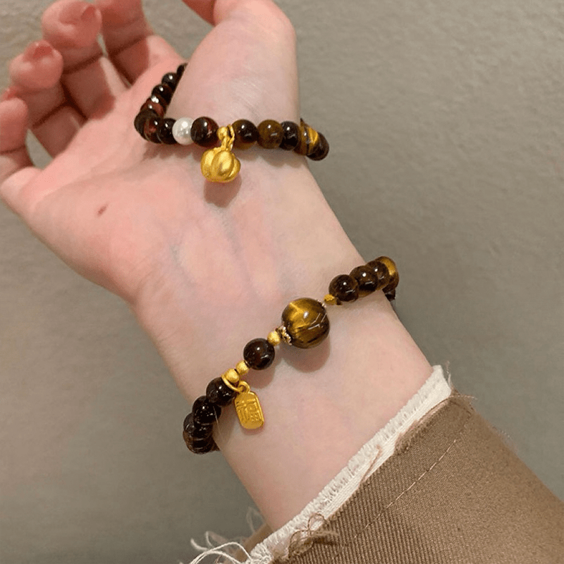 Natural Tiger's Eye Bracelet with Lucky Pendant - Buddha Nature