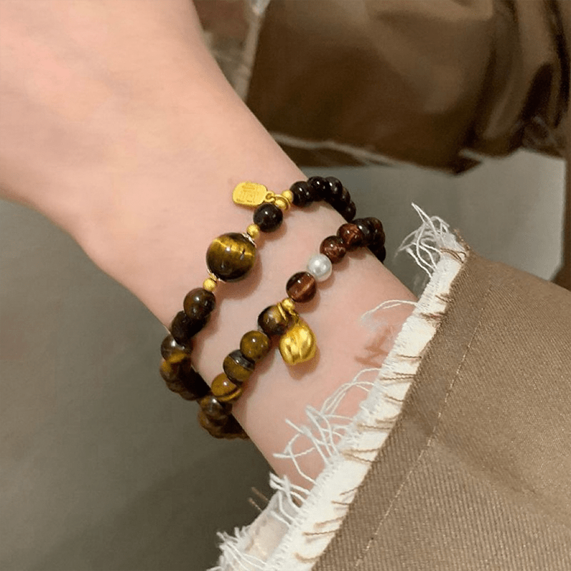 Natural Tiger's Eye Bracelet with Lucky Pendant - Buddha Nature