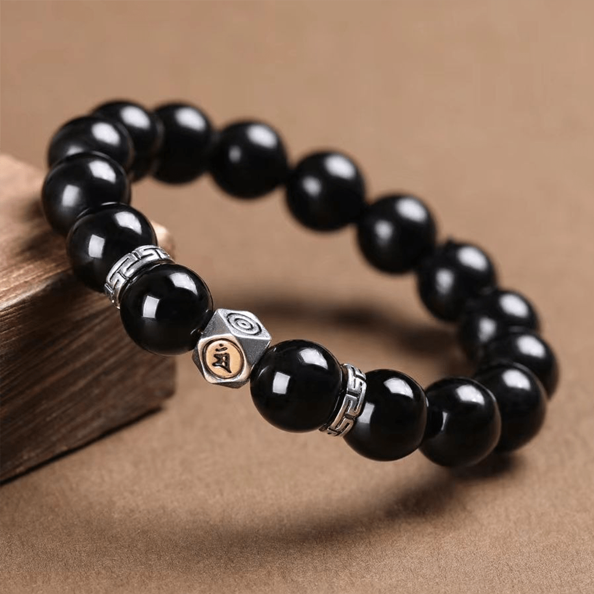 Obsidian Zodiac Birth Deity Bracelet - Buddha Nature