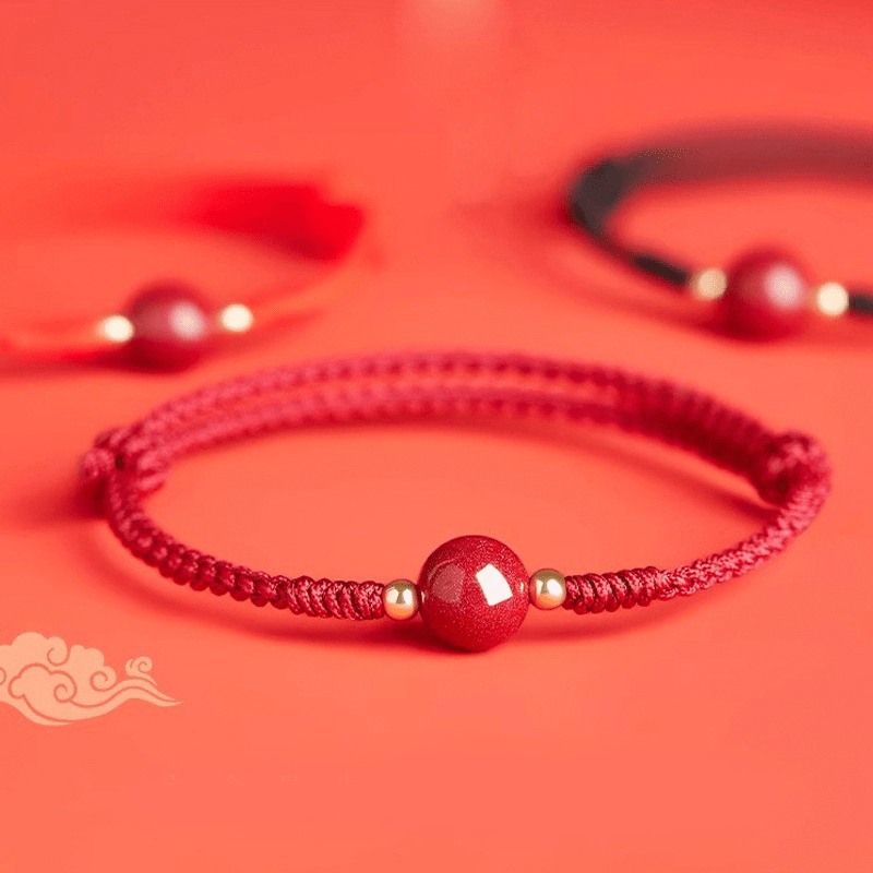 Red String Cinnabar Feng Shui Bead Bracelet - Prosperity & Luck - Buddha Nature