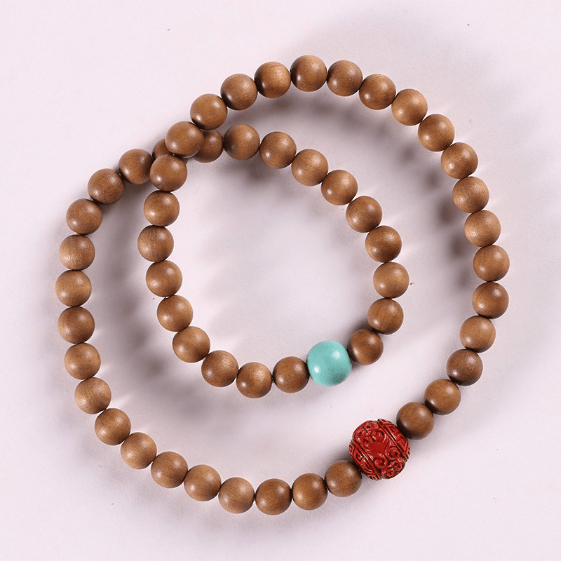 Sandalwood & Cinnabar Double Circle Bracelet - Buddha Nature