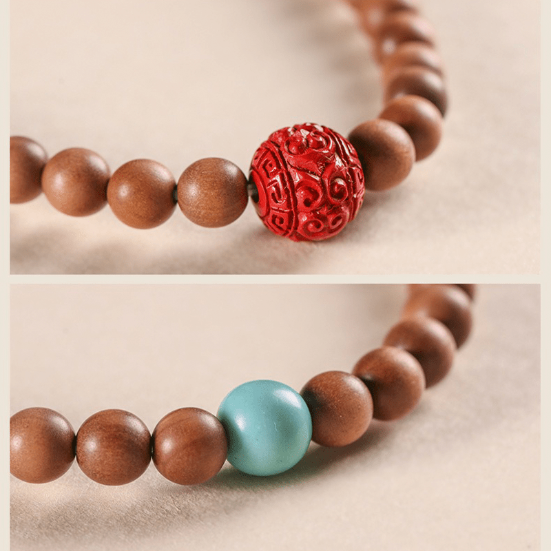 Sandalwood & Cinnabar Double Circle Bracelet - Buddha Nature