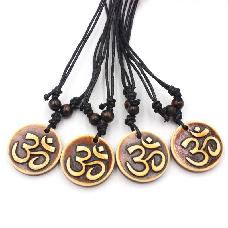 Sanskrit Necklace Round Resin Pendant - Balance & Peace - Buddha Nature