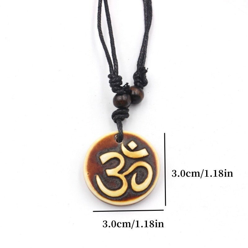 Sanskrit Necklace Round Resin Pendant - Balance & Peace - Buddha Nature