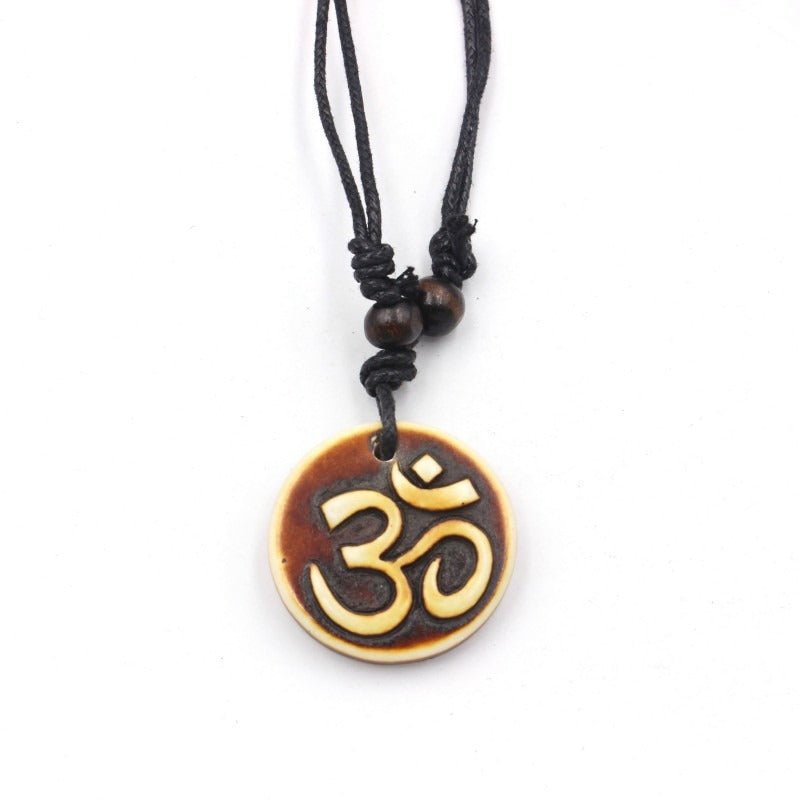 Sanskrit Necklace Round Resin Pendant - Balance & Peace - Buddha Nature