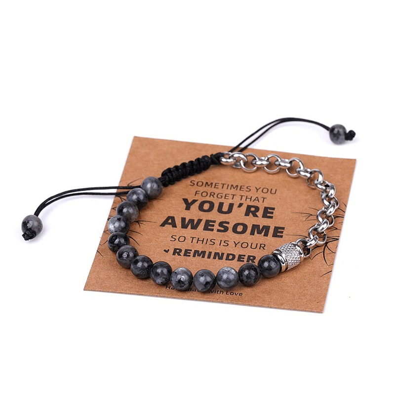 Stainless Steel Chain & Silver Sheen Obsidian Bracelet - Buddha Nature