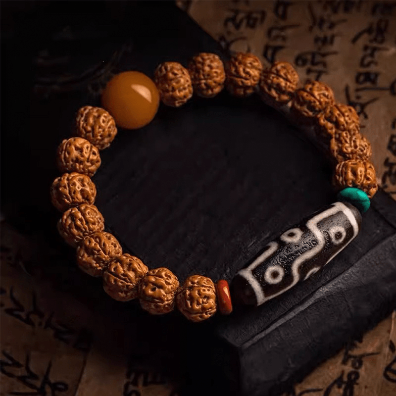 Tibetan Natural Bodhi & Dzi Agate Bracelet - Buddha Nature