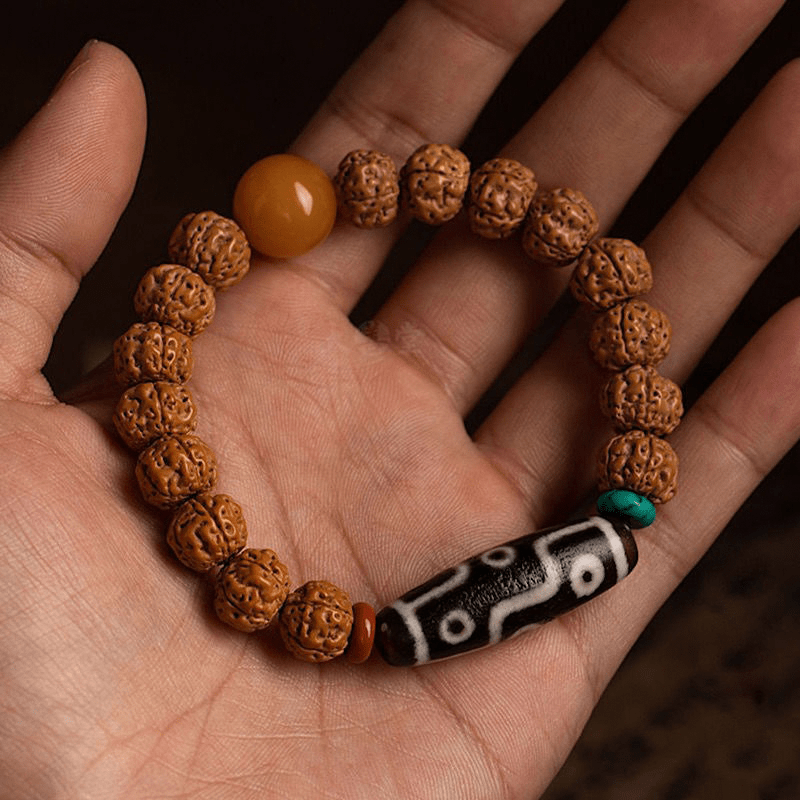 Tibetan Natural Bodhi & Dzi Agate Bracelet - Buddha Nature